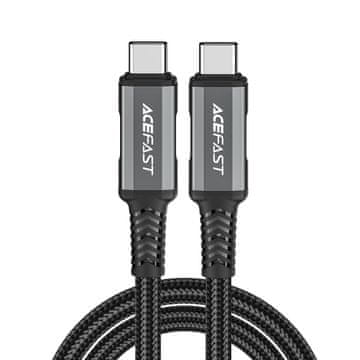 AceFast USB-C USB4 PD3.1 5A kabel za prenos podatkov in 4K video, 1 m – sivo-črn