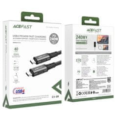 AceFast USB-C USB4 PD3.1 5A kabel za prenos podatkov in 4K video, 1 m – sivo-črn