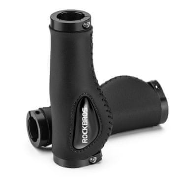 ROCKBROS Usnjeni ročaji za krmilo kolesa, premer 22 mm – črni