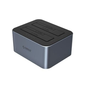 Orico Dokovalna postaja 6626C3-C-V1 z offline kloniranjem na 2 diska 2,5'' / 3,5'' SATA HDD / SSD – siva