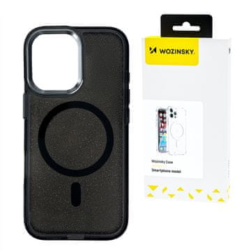 WOZINSKY Ovitek za Samsung Galaxy S25 z bleščicami in Mag Safe - črn z bleščicami