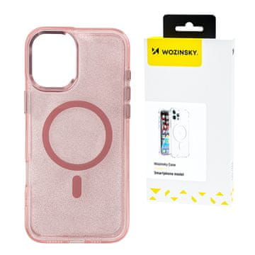 WOZINSKY Ovitek za Samsung Galaxy S25+ z bleščicami in Mag Safe - roza z bleščicami