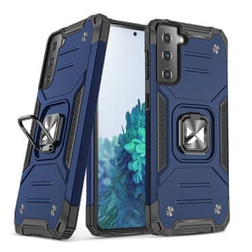 WOZINSKY Oklepno hibridno etui z magnetnim držalom za Samsung Galaxy S22+ Ring Armor – modro