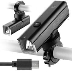 ROCKBROS Lm sprednja kolesarska luč s kablom USB-C - USB-A - črna