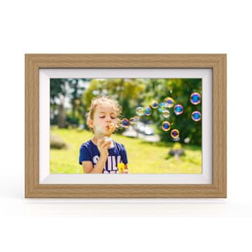 WOZINSKY 10,1-palčni digitalni fotookvir z aplikacijo Frameo 32 GB - svetlo rjav