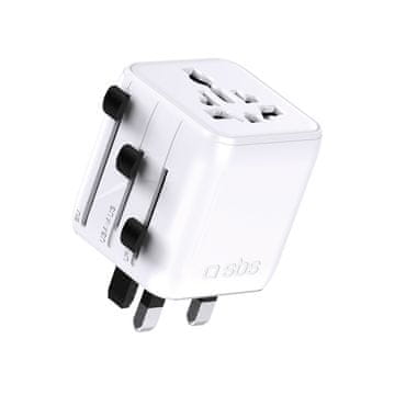 SBS Potovalni adapter za vtičnice EU, UK, US in AUS – bel