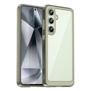 HURTEL Silikonski ovitek z gel okvirjem za Samsung Galaxy S24 FE Outer Space Case - prozoren in črn