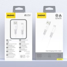 DUDAO Silikonski pleteni kabel USB-A - micro USB L25SM 3A 1m - bel
