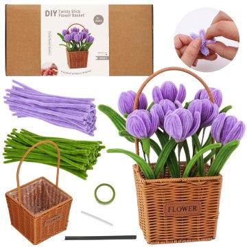 Mega Creative Žičke za izdelavo cvetov, komplet za izdelavo šopkov v košarici, TULIPANI DIY za deklice 6+