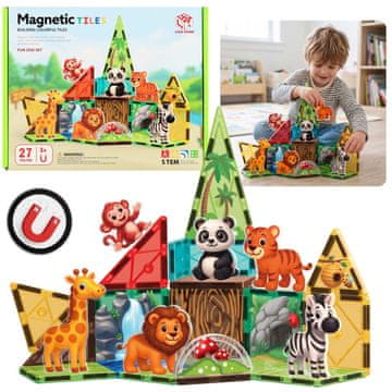 Mega Creative Magnetne kocke Zoo, ustvarjalni gradbeni komplet s 27 elementi, za otroke 3+