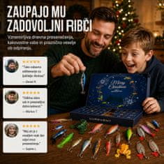 JOJOY® Ribiški adventni koledar z 24 vabami in pripomočki za ribolov, božično darilo | LUREVENT