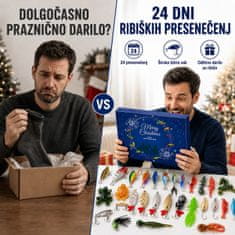 JOJOY® Ribiški adventni koledar z 24 vabami in pripomočki za ribolov, božično darilo | LUREVENT