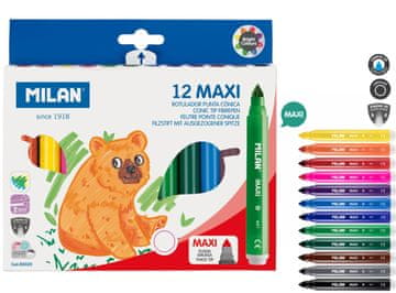 MILAN MAXI PISALA Z PLOŠČO KONICO 12 BARV 0200