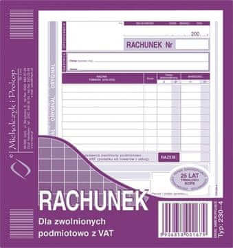 shumee RAČUN 2/3 A5 ZA OPROŠČEN DDV 230-4