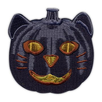 shumee Našitek Črna bučna mačka - Samolepilna podlaga - Vezen našitek/značka/emblem
