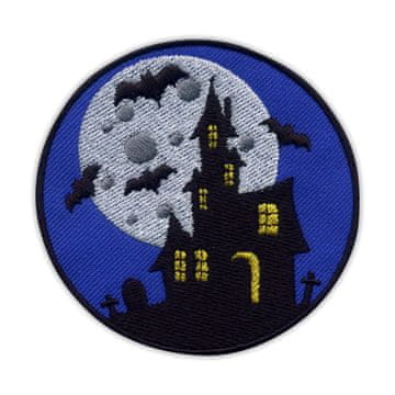 shumee Našitek Strašljiva hiša - Podlaga za nalepko z likanjem / toplotnim varjenjem - Vezen našitek/značka/emblem