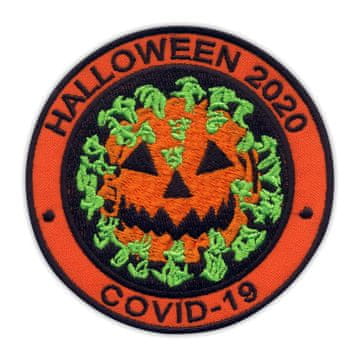 shumee Našitek HALLOWEEN 2020 - virus kot buča - Prišitje - Vezen našitek/značka/emblem