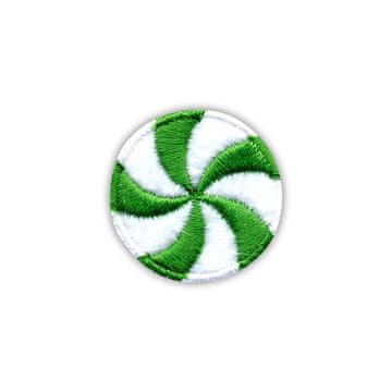shumee Našitek z metinimi bonboni - beli in zeleni - samolepilna podlaga - vezen našitek/značka/emblem