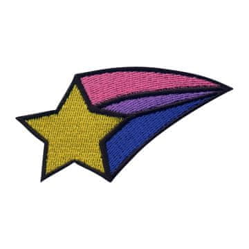 shumee Našitek Streljaška ZVEZDA - roza in vijoličen rep - Podloga za likanje / toplotno varjenje - Vezen našitek/značka/emblem