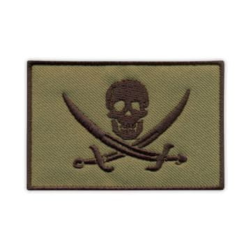 shumee Našitek Zastava Piratov - Calico Jack - Rackham (olivna) - Prišitje - Vezen našitek/Značka/Emblem