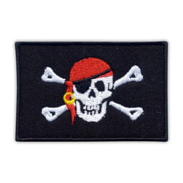shumee Našitek piratske zastave - Veseli Roger z ruto - Podloga za likanje / toplotno varjenje - Vezen našitek/značka/emblem