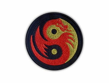shumee Našitek Yin Yang zlato-črn z rdečim zmajem - magnetna podlaga - vezen našitek/značka/emblem