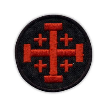 shumee Jeruzalemski križ - črno-rdeč - Prišiven - Vezen našitek/značka/emblem