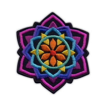 shumee Našitek MANDALA - črn majhen 3" - magnetna podlaga - vezen našitek/značka/emblem