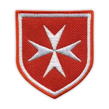 shumee Našitek malteškega križa - ščit z dvojnim robom PREMIUM - Prišiven - Vezen našitek/značka/emblem