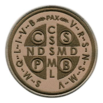 shumee Našitek medalje svetega Benedikta - hrbtna stran - različica v peščeni puščavi - našitek - vezen našitek/značka/emblem