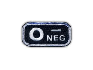 shumee Našitek krvne skupine 0 "negativna" črno/bela - magnetna podlaga - vezen našitek/značka/emblem