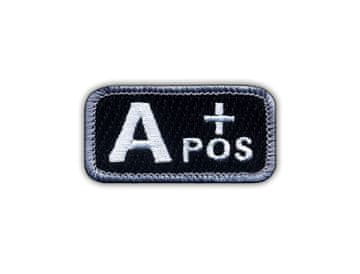 shumee Našitek krvne skupine A "pos" črno/bel - likalnik/termo zapečatena podlaga - vezen našitek/značka/emblem