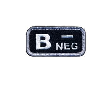 shumee Našitek krvne skupine B "negativna" črno/bela - samolepilna podlaga - vezen našitek/značka/emblem