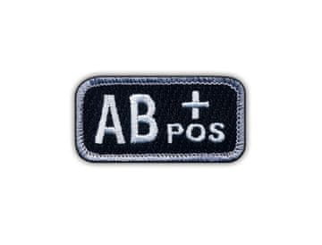 shumee Našitek krvne skupine AB "pos" črno/bel - samolepilna podlaga - vezen našitek/značka/emblem