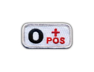 shumee Našitek krvne skupine 0 "poz" bela/rdeča - likalnik/termo zapečatena podlaga - vezen našitek/značka/emblem