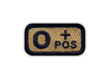 shumee Našitek krvne skupine 0 "poz" kojotsko rjave barve - likalnik/termo varilna podlaga - vezen našitek/značka/emblem