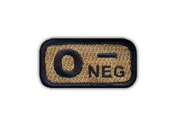 shumee Našitek krvne skupine 0 "negativna" kojotsko rjava - magnetna podlaga - vezen našitek/značka/emblem