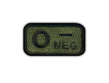 shumee Našitek krvne skupine 0 "negativna" olivno siva - likalnik/termo zapečatena podlaga - vezen našitek/značka/emblem