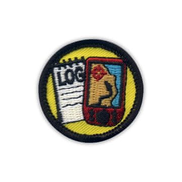 shumee Našitek GEOCACHING dnevnik in GPS merit - okrogel 1,5" - magnetna podlaga - vezen našitek/značka/emblem
