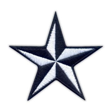 shumee Našitek jadralne zvezde - črno/bel - samolepilna podlaga - vezen našitek/značka/emblem