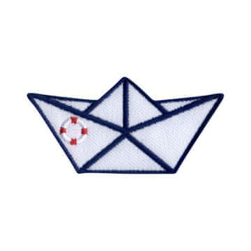 shumee Našitek Origami čoln - rešilna boja - likalnik/termo zapečatena podlaga - vezen našitek/značka/emblem