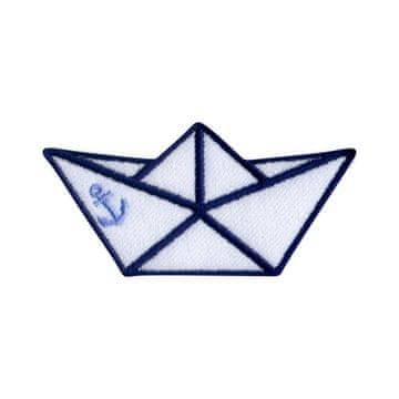 shumee Našitek Origami čoln - sidro - Podloga za likanje / toplotno varjenje - Vezen našitek/značka/emblem