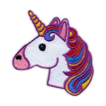shumee Našitek Mavrični samorog - glava - Samolepilna podlaga - Vezen našitek/značka/emblem