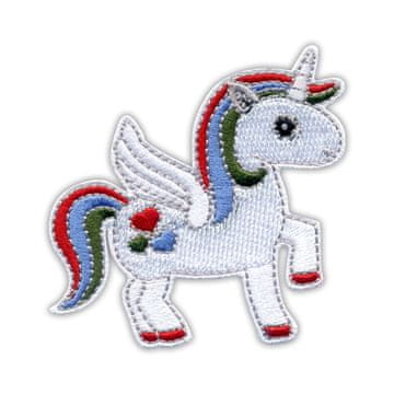shumee Našitek Mavrični samorog s srčki - Magnetna podlaga - Vezeni našitek/značka/emblem