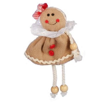 shumee Božični okrasek obesek GINGERBREAD MRS. iz blaga 14cm RJAV