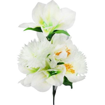 shumee Bel šopek luksuznih umetnih rož: lilija, amarilis, krizanteme - 9 kosov, višina 58 cm