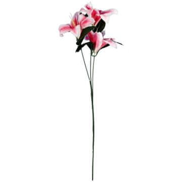 shumee Dekorativna veja s tremi naravnimi rožnatimi lilijami, 60 cm