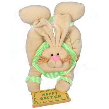shumee Zelen plišasti velikonočni zajček z lesenim napisom za vrata 36 cm