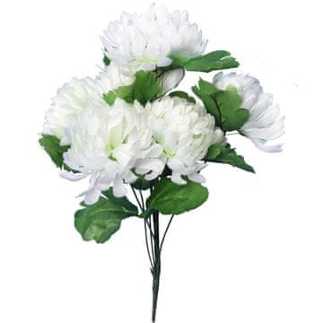 shumee Šopek 7 krizantem s travo, 40 cm, bele barve
