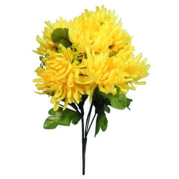 shumee Šopek 7 krizantem z dodatki, 35 cm, rumene barve